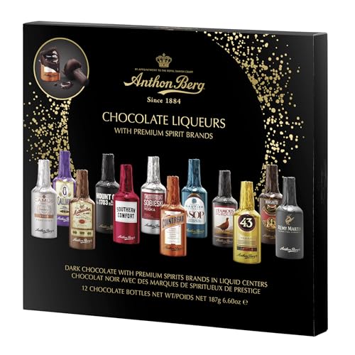 Anthon Berg - Chocolate Liqueurs - Famous Liqueur Brands - 12 bottles 187g - With a Delicious Liquid Filling - Gift Guide