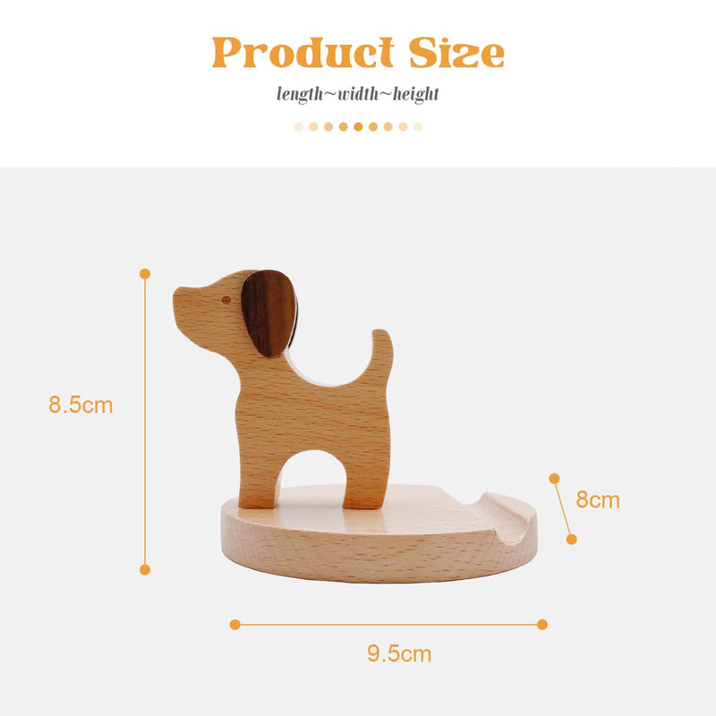 Bounabay Natural Wooden Cell Phone Stand Dog, Universal Desktop Animal Phone Stand Portable Novelty Mobile Tablet Holder,Desk Decoration Gifts Ideas for Women and Men