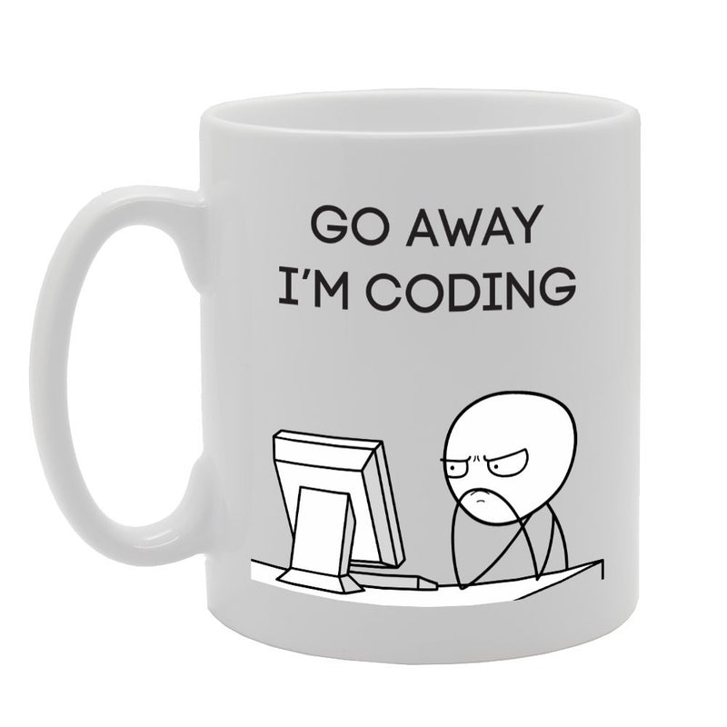 MG3467 Go Away I'm Coding Novelty Gift Printed Tea Coffee Ceramic Mug