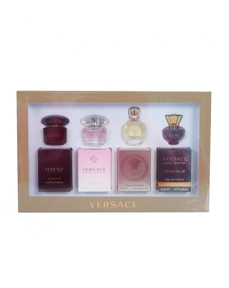 Versace Ladies 4 x 5ml Miniature Gift Set: Crystal Noir, Bright Crystal, Eros Pour Femme, Dylan Pour Femme