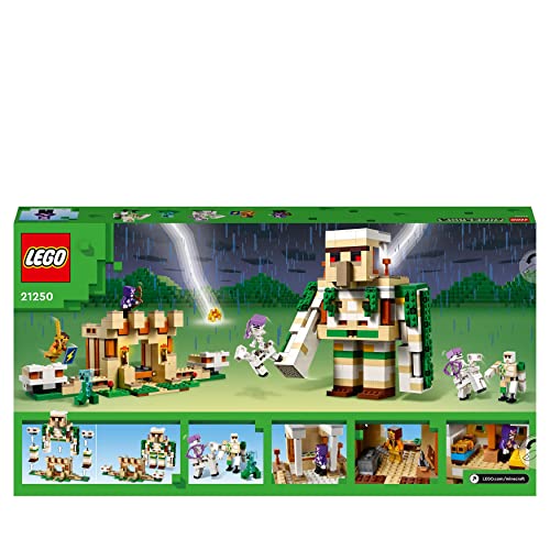 LEGO Minecraft The Iron Golem Fortress, Buildable Castle Toy which Transforms into Large Figure, with 7 Characters includ. Crystal Knight, Skeleton Horsemen and a Charged Creeper 21250