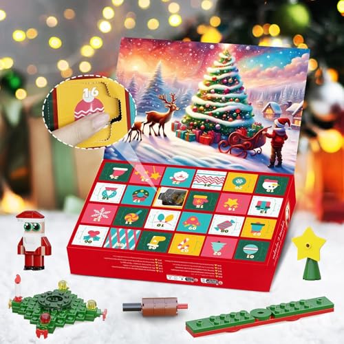 ZIQILIGHTING Christmas Advent Calendar Building Kit, 24 Days Countdown Advent Calendar Playset with Christmas Tree and Santa, Display Christmas for Collectors Teens and Adults（434PCS） - Gift Guide