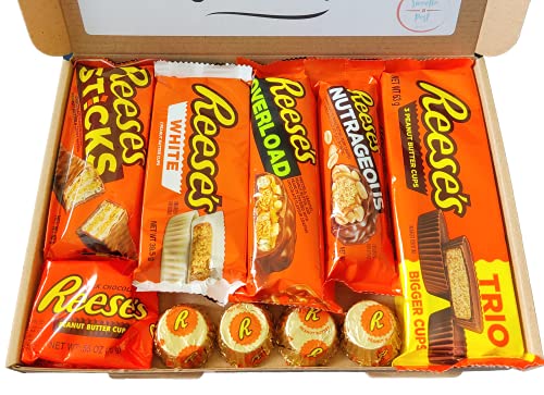 Reeses American Chocolate Gift Box | Reese's Peanut Butter Chocolate Hamper | Reese American Candy Gift Set Selection | Chocolate Letterbox Friendly Gift Box | Chocolate Gift for Reeses Lovers - Gift Guide