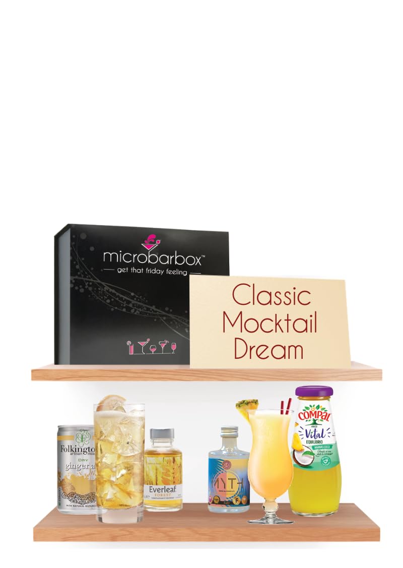 MicroBarBox Mocktail Dream Gift Set in a Classic Magnet Gift Box | Non Alcoholic Gift Set Features: Virgin Pina Colada and Forest Ginger Spritz | Birthday Gift for Men and Women