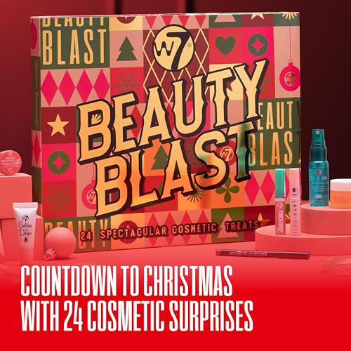 W7 Beauty Blast Advent Calendar 2024-24 Individually Boxed, Makeup & Cosmetic Surprises For Christmas - Cruelty Free, Holiday Gifting - Gift Guide