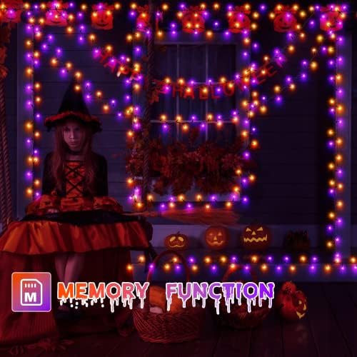 ZeMu Halloween Decorations Fairy Lights, 24m 240 LEDs Purple and Orange Outdoor String Lights Mains Powered Waterproof, 8 Modes Timer Green Cable Spooky Halloween Indoor Outside Decor Lights Plug in - Gift Guide