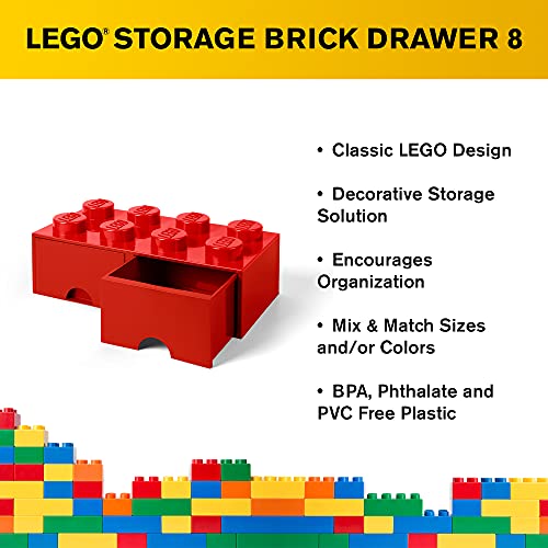 LEGO Brick with 2 Drawers With 8 Knobs, in Red