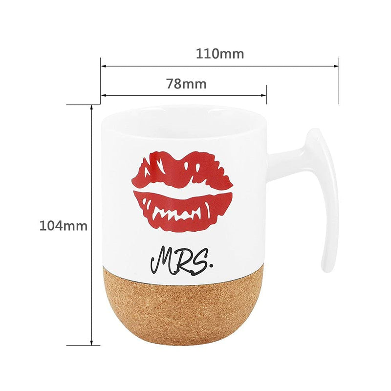 Love-KANKEI Mr and Mrs Ceramic Mugs with Novelty Cork Bottom - Wedding Gifts/Valentines Gifts for Couples - Set of 2/10.5 oz - Gift Guide