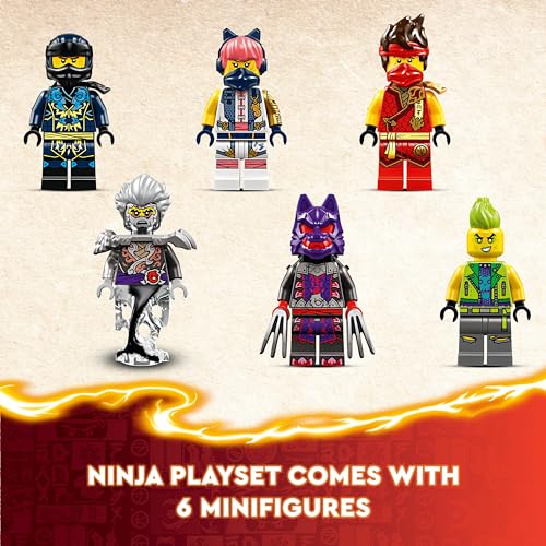 LEGO NINJAGO Tournament Battle Arena Set, Ninja Adventure Toys for 7 Plus Year Old Boys & Girls, with 6 Minifigures including Characters Jay and Kai, Dragons Rising Birthday Gift for Kids 71818