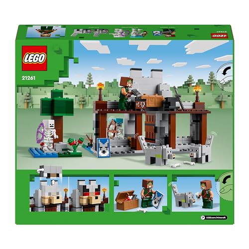 LEGO Minecraft The Wolf Stronghold Fortress Set, Building Toy for 8 Plus Year Old boys & Girls, Incudes Crafting Table, 2 Skeleton and Wolf Figures for Castle Action, Birthday Gift for Kids 21261