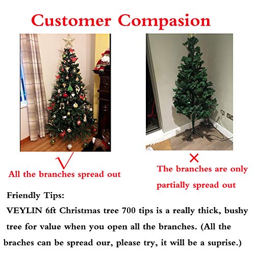VEYLIN 6ft Christmas Tree 700 Tips Artificial Tree with Metal Stand - Gift Guide