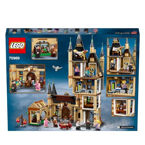 LEGO Harry Potter Hogwarts Astronomy Tower, Castle Toy Playset for Kids, Girls & Boys with 8 Character Minifigures including Herione and Ron, plus Hedwig the Owl Figure, Wizarding World Gifts 75969