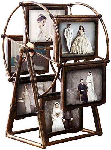 Rotating Ferris Wheel Picture Frame, Desk Table Top Vintage Photo Frames, Personalized Family Photo Frame Shows for 12 Photos Home Décor Christmas Birthday Gifts (Style 2) - Gift Guide