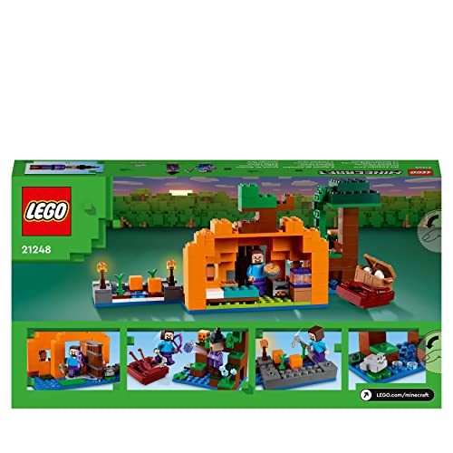 LEGO Minecraft The Pumpkin Farm Set, Buildable House Toy with a Frog, Boat, Treasure Chest plus Steve and Witch Figures, Swamp Biome Action Toys, Gift for Kids, Boys, Girls 21248