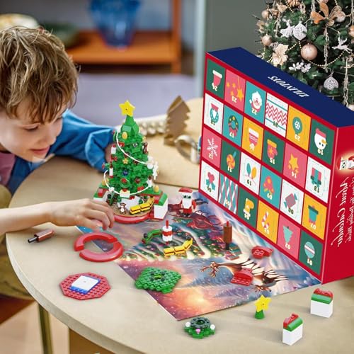 ZIQILIGHTING Christmas Advent Calendar Building Kit, 24 Days Countdown Advent Calendar Playset with Christmas Tree and Santa, Display Christmas for Collectors Teens and Adults（434PCS） - Gift Guide