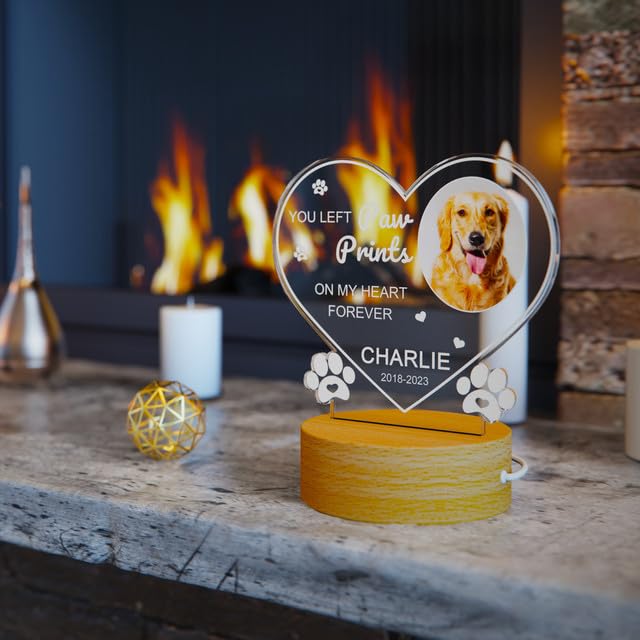HOBULL Personalised Dog Memorial Gifts,Pet Memorial Gifts,Customised Dog Memorial Photo Frame,Pet Memorial Plaque with Photo&Name for Loss of a Dog Gift,Dog Remembrance Gifts,Dog Bereavement Gifts - Gift Guide