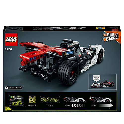 LEGO 42137 Technic Formula E Porsche 99X Electric, Pull Back Toy Racing Car Model Building Kit With Immersive AR App Play, Gifts Kids, Boys & Girls