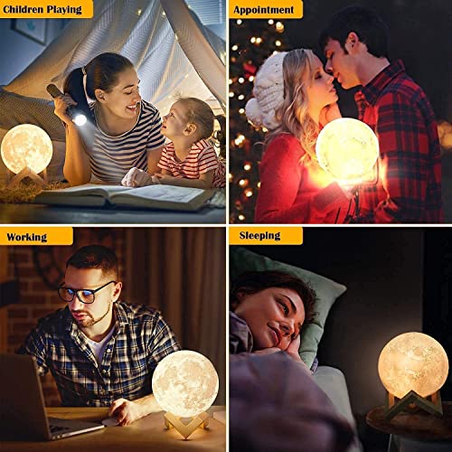 ACED Moon Lamp 2024 Upgrade with Timing 3D Printing Moon Night Light 16 Colours with Wooden Stand Remote & Touch Control and USB Rechargeable Gift for Her Him Kids Women Men Birthday - Gift Guide