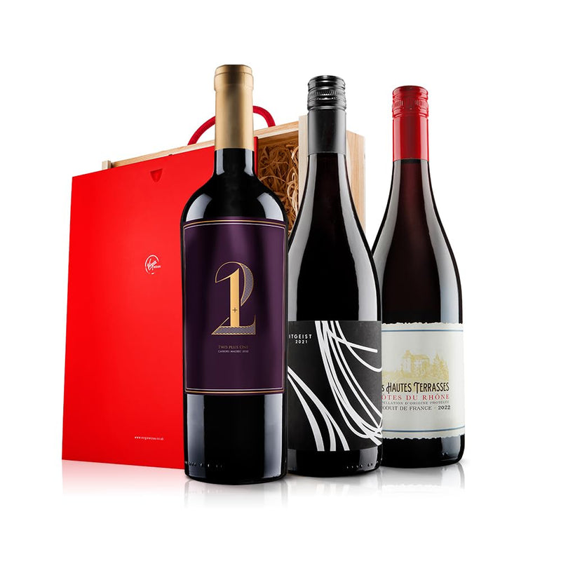 Virgin Wines - Ultimate French Red Wine Trio in Wooden Gift Box - 3 Bottles (75cl)
