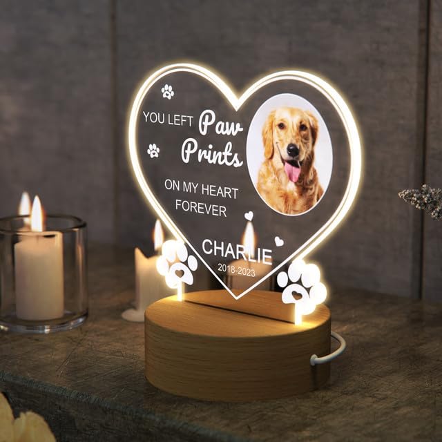 HOBULL Personalised Dog Memorial Gifts,Pet Memorial Gifts,Customised Dog Memorial Photo Frame,Pet Memorial Plaque with Photo&Name for Loss of a Dog Gift,Dog Remembrance Gifts,Dog Bereavement Gifts - Gift Guide