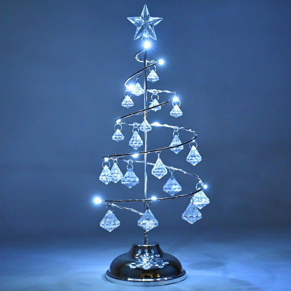 Christmas Crystal Tree Lights 13 Inch Tabletop Christmas Tree Decoration Christmas Tree Lamp with LED and Crystal Pendant Christmas Desktop Decoration for Home Wedding Party Winter Decor (Silver) - Gift Guide