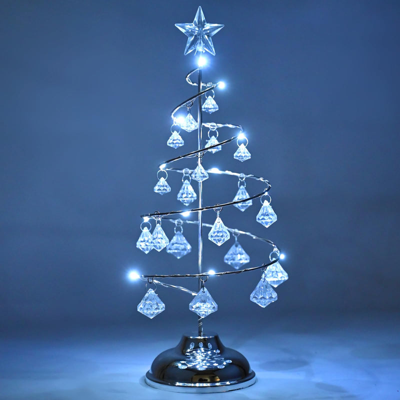 Christmas Crystal Tree Lights 13 Inch Tabletop Christmas Tree Decoration Christmas Tree Lamp with LED and Crystal Pendant Christmas Desktop Decoration for Home Wedding Party Winter Decor (Silver) - Gift Guide