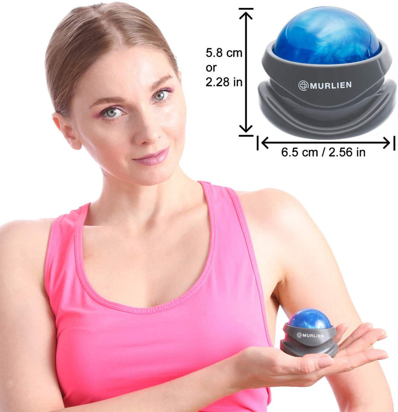 MURLIEN Massage Roller Ball, Tight and Sore Muscles Relief, Manual Massager, Alleviating Shoulder, Arms, Back, Legs, Calves or Muscle Tension - Blue