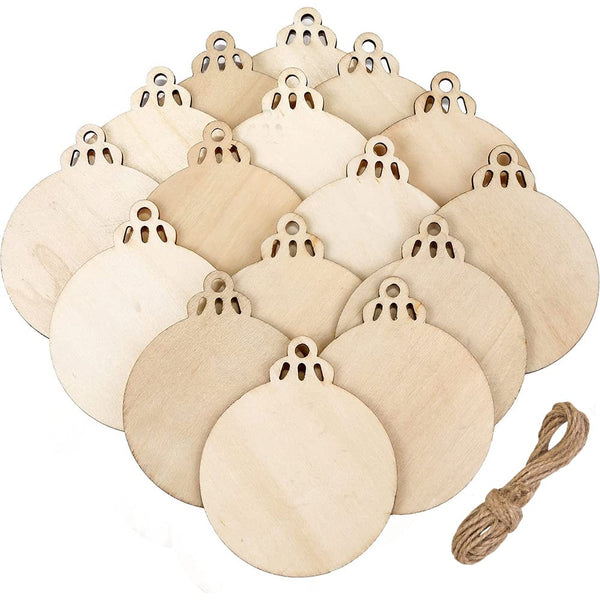 20 Pieces Christmas Wooden Baubles Round Wood Slices Wood Disc Hanging Ornaments Baubles for DIY Crafts Christmas Tree Decoration - Gift Guide