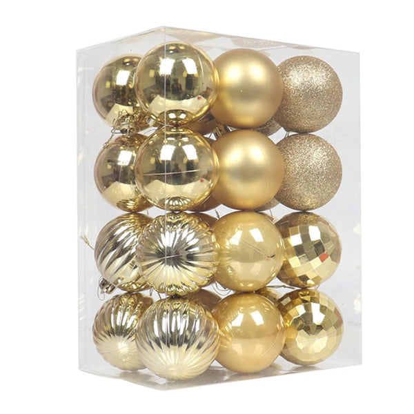 24 Pieces 60mm Christmas Tree Baubles Large Christmas Ball Baubles Ornaments Shatterproof Plastic Glitter Christmas Bulbs, Hanging Decorations for Xmas Tree Holiday Wedding Party, Gold - Gift Guide