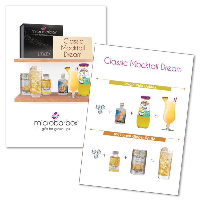 MicroBarBox Mocktail Dream Gift Set in a Classic Magnet Gift Box | Non Alcoholic Gift Set Features: Virgin Pina Colada and Forest Ginger Spritz | Birthday Gift for Men and Women