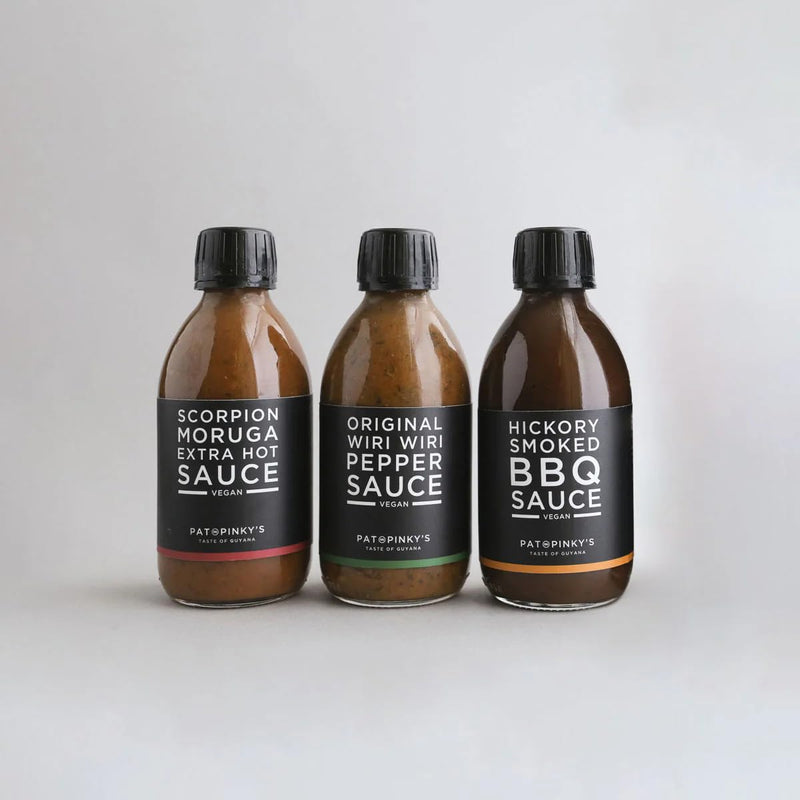 Sauce Bundle x 3 200ml (Hickory Smoked BBQ Sauce, Original Wiri Wiri Pepper Sauce & Scorpion Moruga Extra Hot Sauce) - Gift Guide