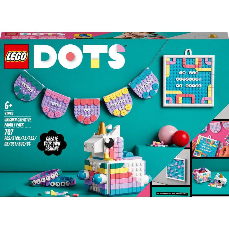 LEGO 41962 DOTS Unicorn Creative Family Pack 5 in 1 Toy Crafts Set with Bunting and Message Board, Party Decorations Gift for Kids, Girls and Boys Aged 6 Plus