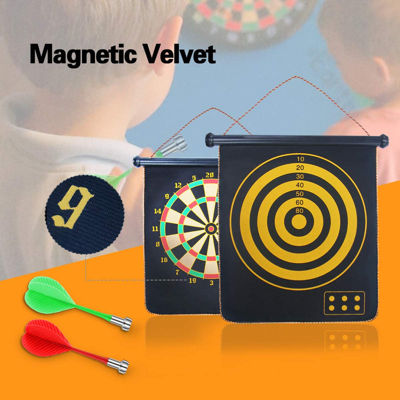 Magnetic Dart Board for Kids, 12pcs Magnetic Darts, 15" Double Sided Board Game Set, Safe Indoor Outdoor Family Game, Best Toy Gift for Teenager 5 6 7 8 9 10 11 12 13 14 15 Years Old Boys (15")