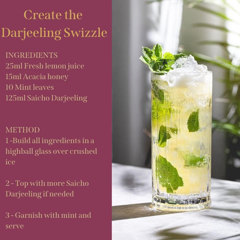 Saicho | Luxurious Non-Alcoholic Darjeeling Sparkling Tea - Notes of Mandarin, Ginger, Wood Spice & Dry Tannins - 750ml Bottle - Gift box included
