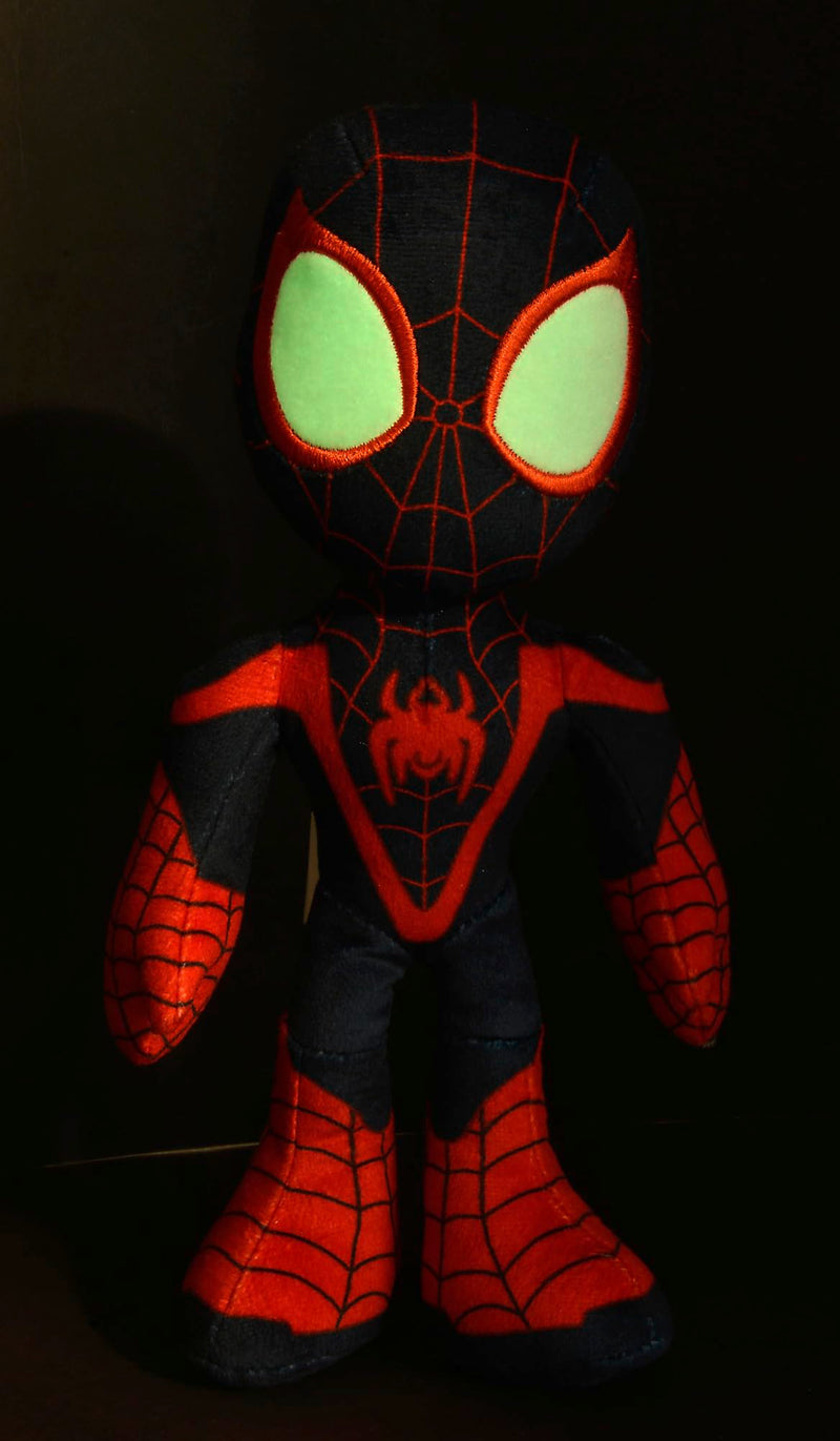 Disney 6315875812X12 25cm Dar apply Spiderverse Miles Morales Action Figure 25 cm Soft Toy with Glow in the Dark Eyes, One Size