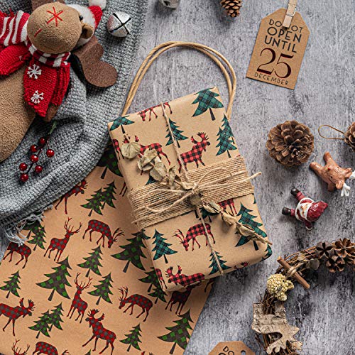 RUSPEPA Christmas Wrapping Paper Rolls with Tags, Jute String - 43cm x 3 Meter per Roll, Total of 3 Rolls - Gift Guide