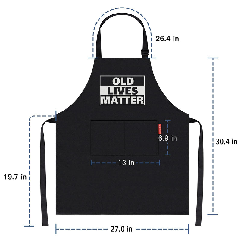 APRONPANDA Old Lives Matter Kitchen Aprons - Funny Christmas Gifts Birthday or Retirement Gifts for Mom, Dad, Grandpa, Grandma - 50th 60th 70th Birthday Gifts for Men Women