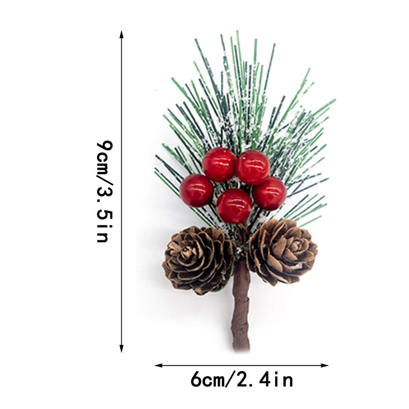 DWTECH 12 Pack Artificial Pine Picks Christmas Pine Needles with Red Berries and Pine Cones for Christmas Craft, Garden, Wreath, Tree, Flower Arrangement, Christmas Party Decoration Gift - Gift Guide