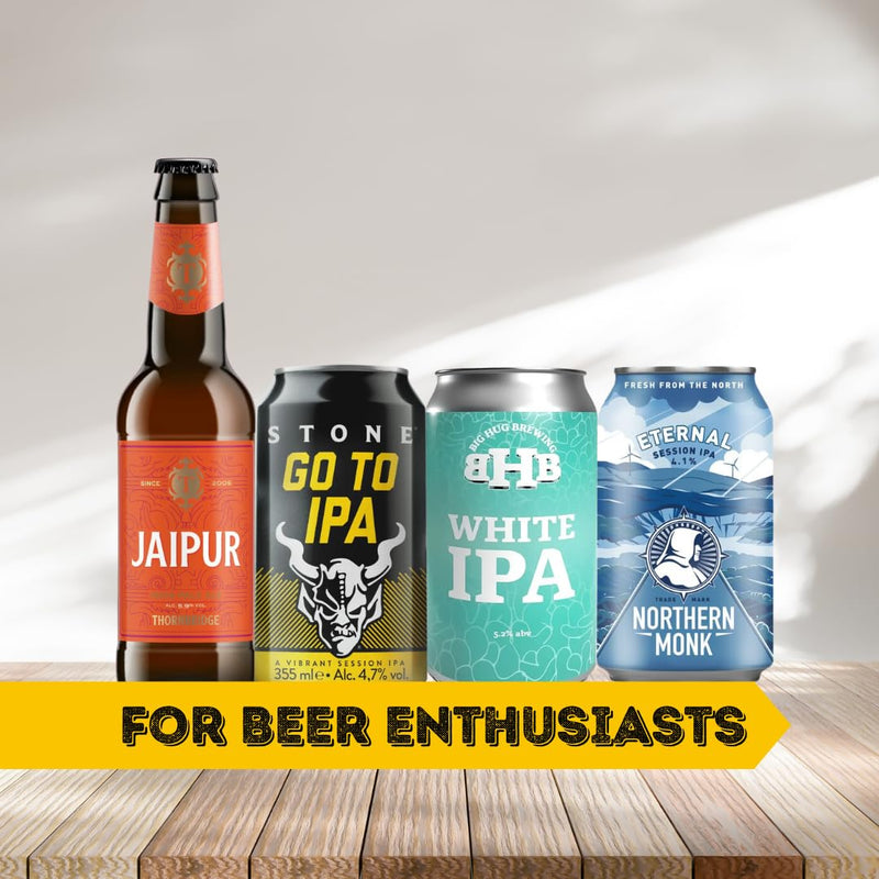 12 Craft IPA Beer Gift Set Mixed Case of IPA Beers with Branded Glass - Premium Selection, Gifts For Him, For Her, Christmas, Father's Day, Birthday's - Gift Guide