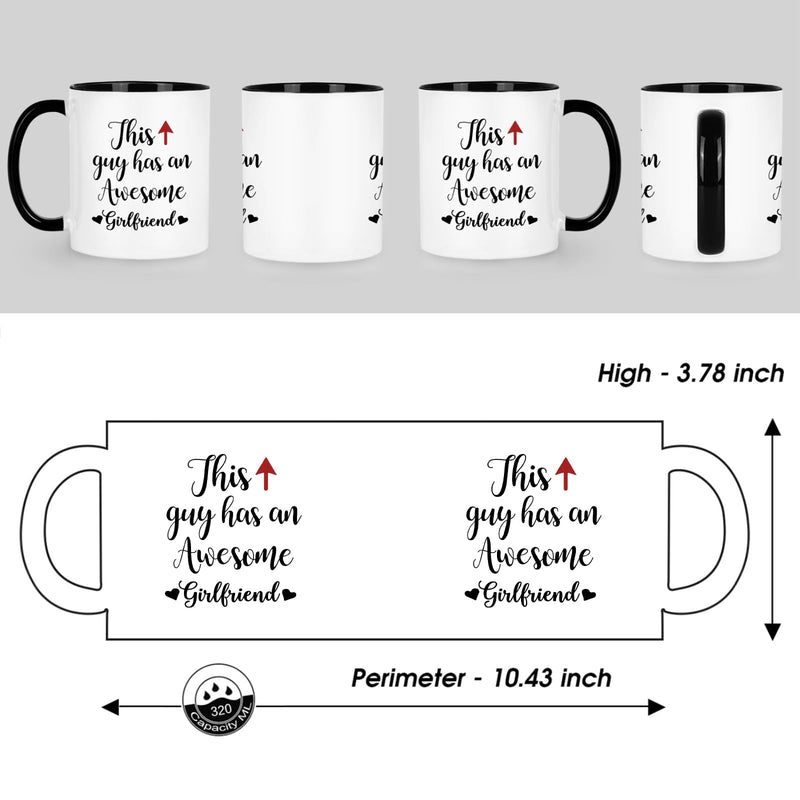 Joymaking Coffee Mugs Gifts for Him Boyfriend Valentines Gifts for Him - This Guy has an Awesome Girlfriend, Birthday Christmas Presents for Boyfriend, 11Oz Black