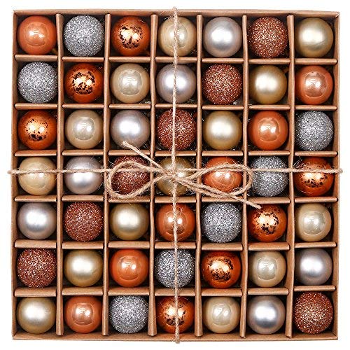 Valery Madelyn Christmas Baubles for Christmas Tree Decoration，49pcs 3cm Woodland Copper and Gold Shatterproof Christmas Ball Ornaments - Gift Guide