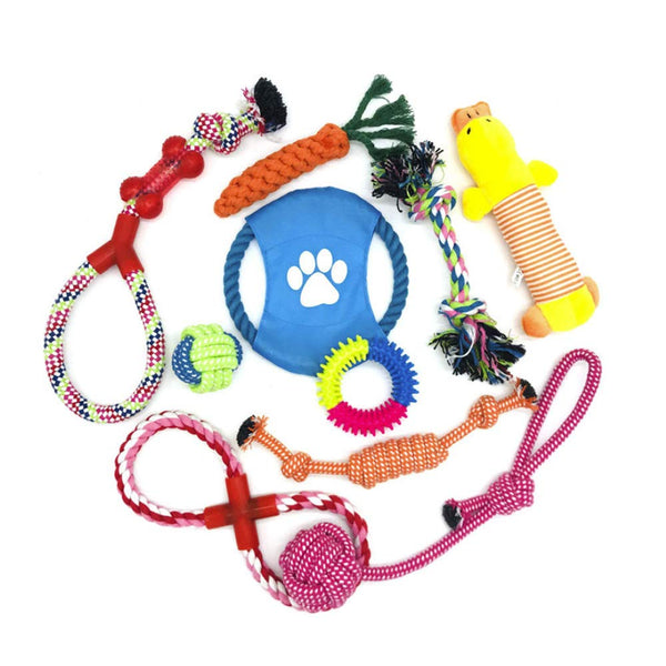 Wefine Dog Toys Puppy Chew Toys from 8 Weeks,Dog Rope Toys 100% Natural Cotton Rope for Small and Medium Dog (10 PCS) - Gift Guide