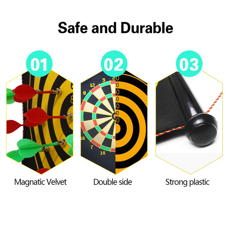 Magnetic Dart Board for Kids, 12pcs Magnetic Darts, 15" Double Sided Board Game Set, Safe Indoor Outdoor Family Game, Best Toy Gift for Teenager 5 6 7 8 9 10 11 12 13 14 15 Years Old Boys (15")