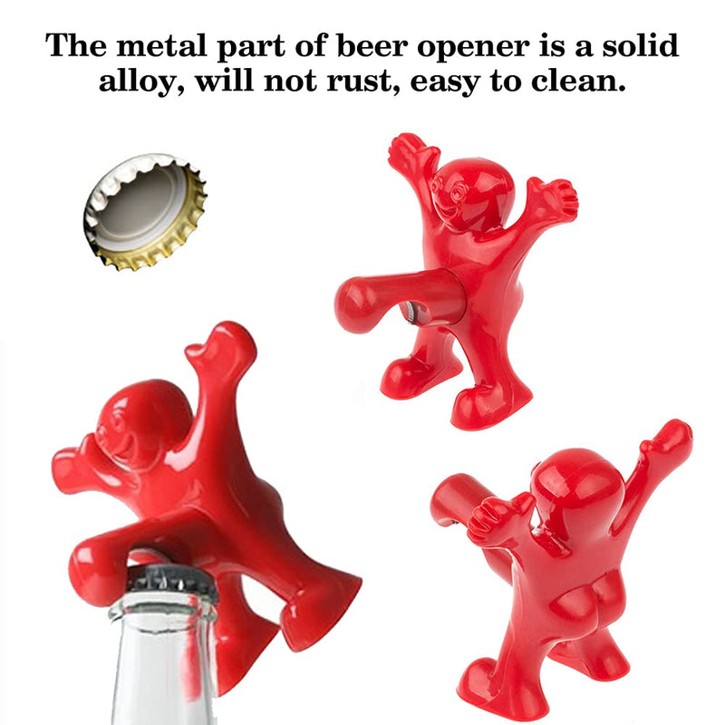 Bottle Opener Happy Man, Funny Wine Opener Corkscrew Wine Stoppers Beer Bottle Opener Novelty Wine Gift Set 3Pcs