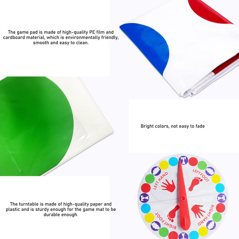 NINVVS 1 Piece Twisting Game; Balance Floor Play Mat, Family Games, Fun Games for Kids, Team Games, Puzzle Games, Kids Adults, For Birthday Party (2-4 People)