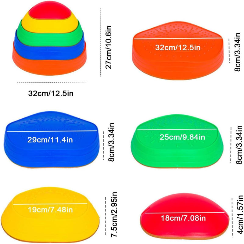 PLAYMINGLE 5 Pcs Stepping Stones for Kids, Non-Slip Multicoloured Stackable Obstacle Course Balance Stones Encourage Toddler Exercise, Coordination & Motor Skills for Indoor & Outdoor Kids Garden Toys