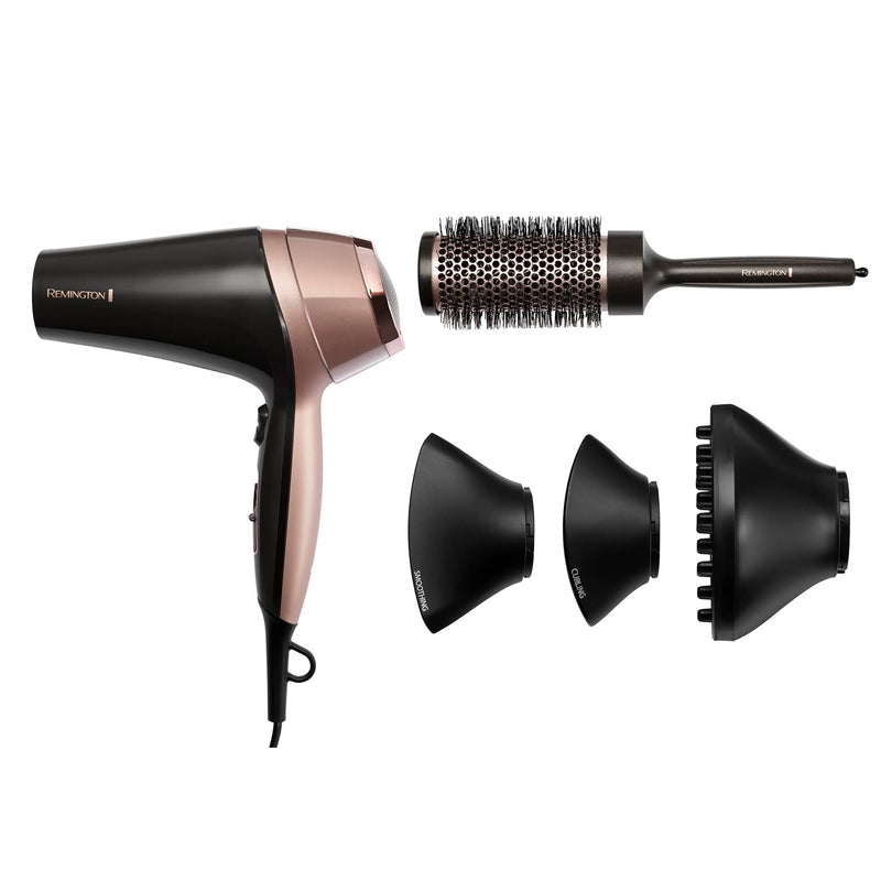 Remington Curl & Straight Confidence Hair Dryer (Create Curls, Waves & Straight Styles, 3 Styling Nozzles - Diffuser, Curling Nozzle, Smoothing Nozzle, 45mm Barrel Brush, Powerful, Ionic, 2200W) D5706 - Gift Guide