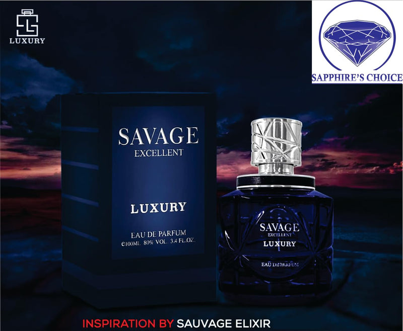 Sapphire’s choice - Savage Perfume – Inspired Savage elixir Perfume | Savage for Men Perfume | Grapefruit and Sandalwood Arabian Fragrance | Savage Men Perfume Spray 100ml Eau De Parfum Made in Uae