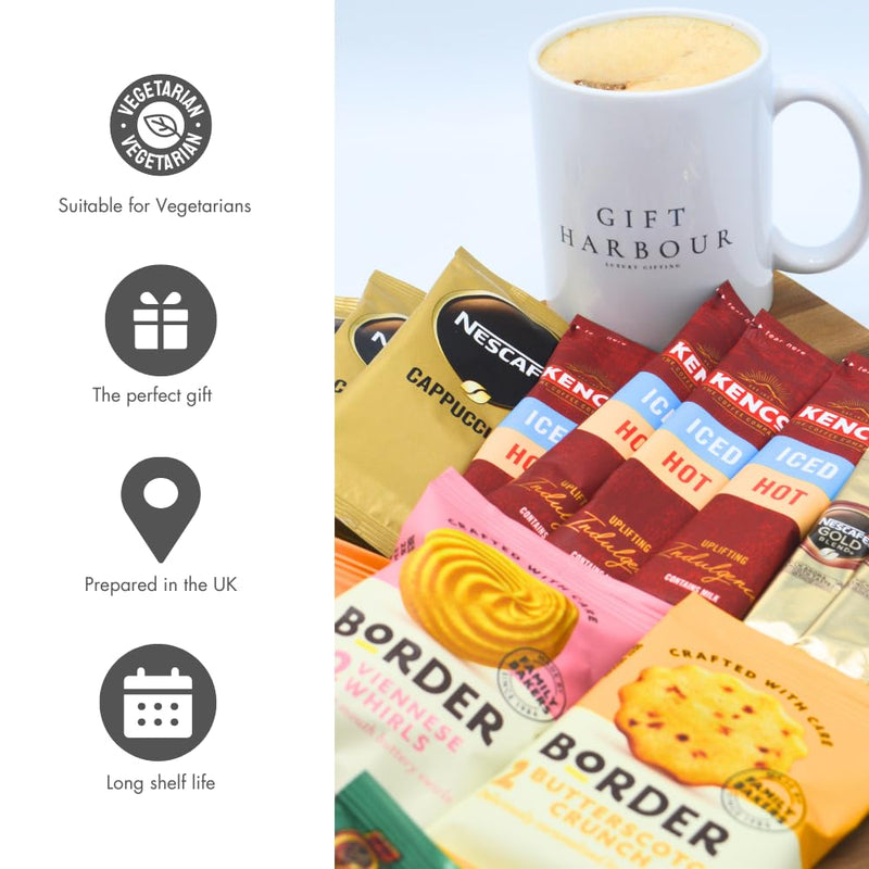 Coffee Gift Set Hamper - Coffee Gift, Coffee Gift Set for Men & Women, Instant Coffee Selection with Chocolate, Assorted Shortbread, Walkers and Border Biscuits with Fudge & Lotus Biscoff - Gift Guide