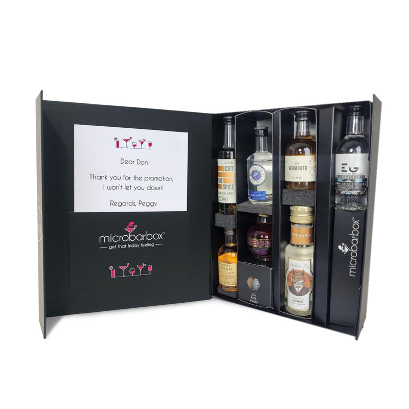 MicroBarBox Classic Cocktail Gift Set in a Premium Luxury Gift Box | Features: Old Fashioned, Chambord Daiquiri, Gin Martini, Bramble, Vodka Martini